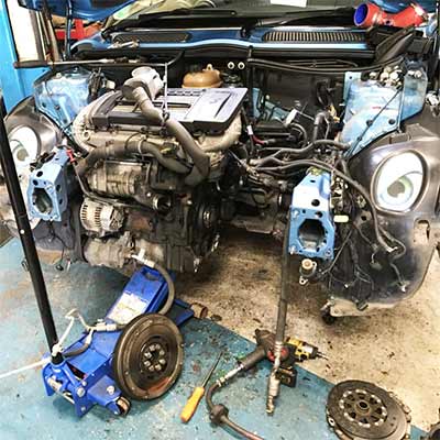 Engine repairs in progress on a Mini in Altrincham by Independent Vehicles