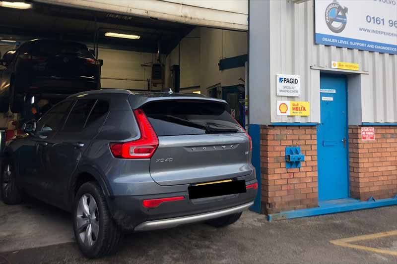A Volvo in for a service at Independent Vehicles, your go to Volvo Specialist in Manchester